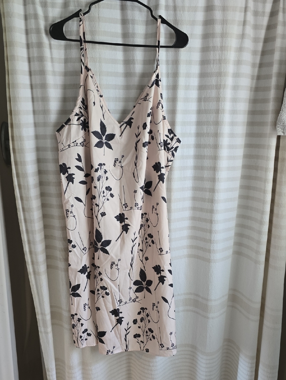 Blush Floral Slip Mini Dress with Black Print